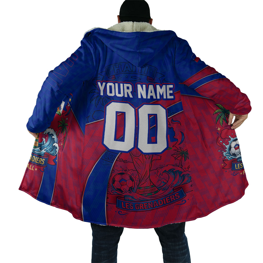 Personalized Haiti Soccer Les Grenadiers Cloak Championship Football 2026 Trophy Haitian Flag Map