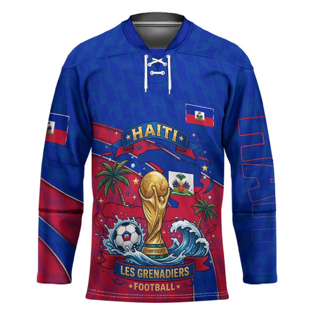 Personalized Haiti Soccer Les Grenadiers Hockey Jersey Championship Football 2026 Trophy Haitian Flag Map