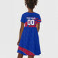 Personalized Haiti Soccer Les Grenadiers Kid Short Sleeve Dress Championship Football 2026 Trophy Haitian Flag Map