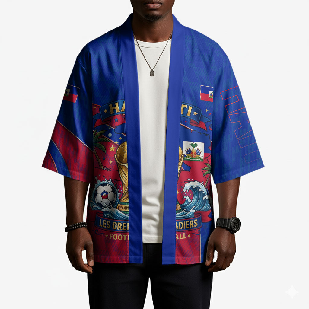 Personalized Haiti Soccer Les Grenadiers Kimono Championship Football 2026 Trophy Haitian Flag Map