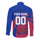 Personalized Haiti Soccer Les Grenadiers Long Sleeve Button Shirt Championship Football 2026 Trophy Haitian Flag Map