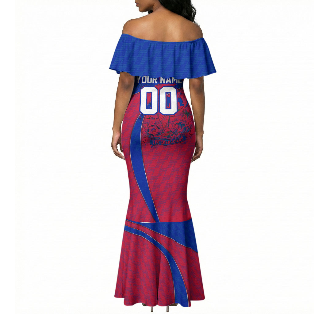 Personalized Haiti Soccer Les Grenadiers Mermaid Dress Championship Football 2026 Trophy Haitian Flag Map