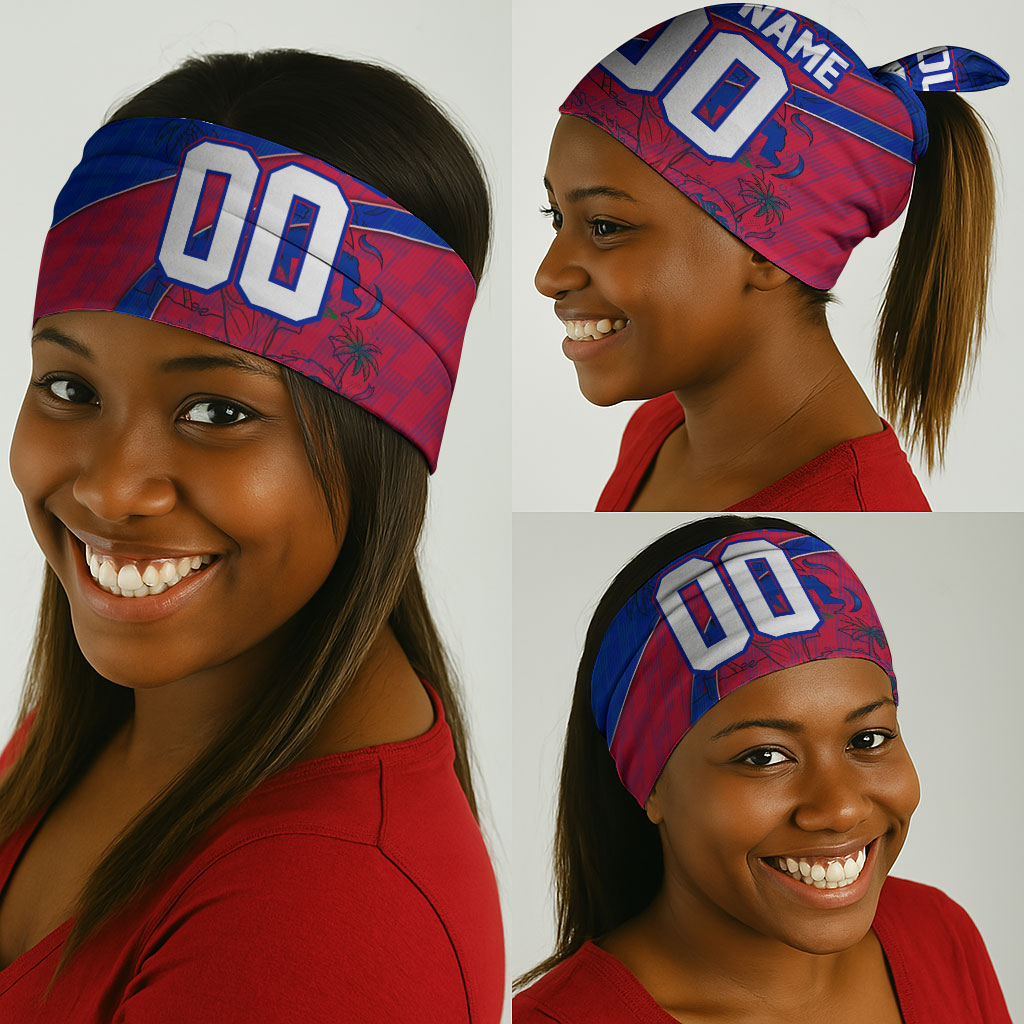 Personalized Haiti Soccer Les Grenadiers Neck Gaiter Championship Football 2026 Trophy Haitian Flag Map