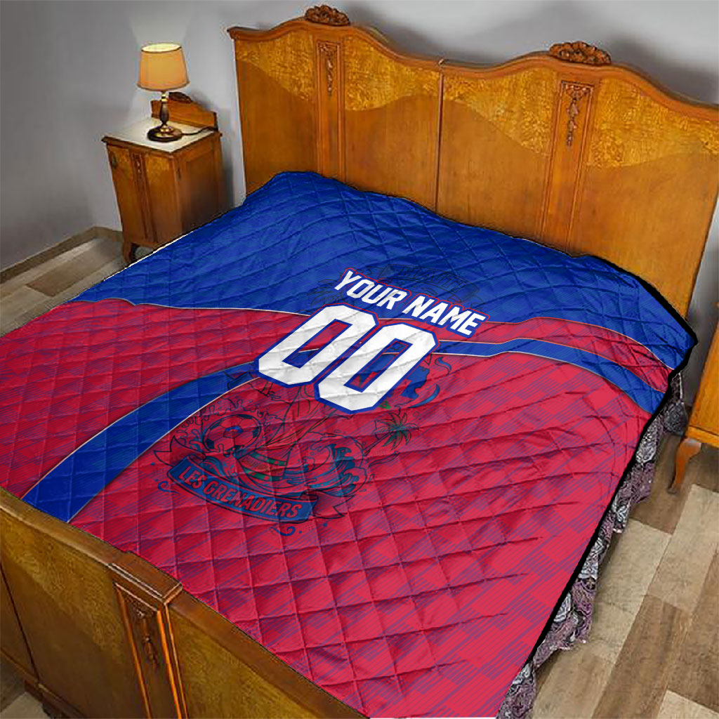 Personalized Haiti Soccer Les Grenadiers Quilt Championship Football 2026 Trophy Haitian Flag Map