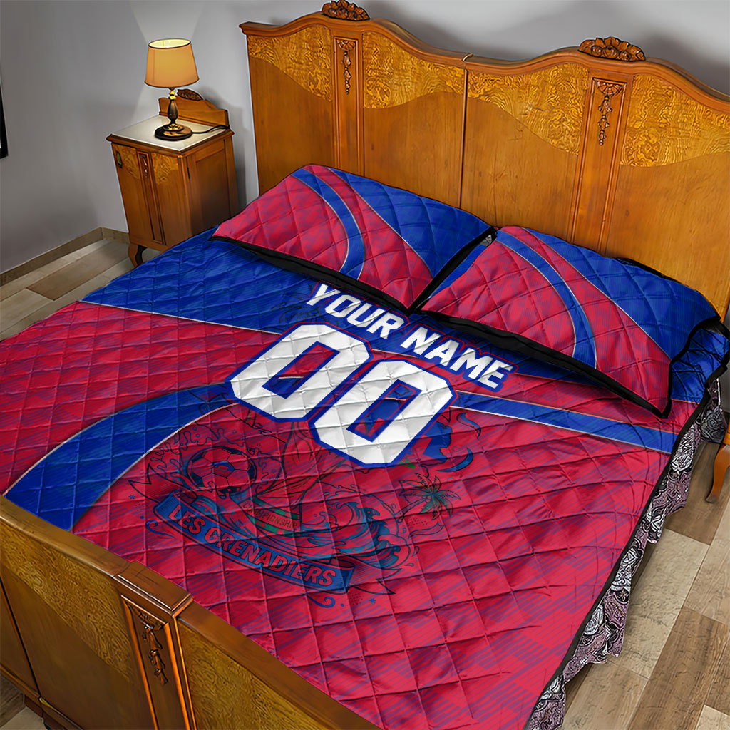 Personalized Haiti Soccer Les Grenadiers Quilt Bed Set Championship Football 2026 Trophy Haitian Flag Map
