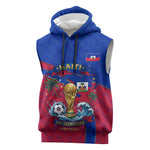 Personalized Haiti Soccer Les Grenadiers Sleeveless Hoodie Championship Football 2026 Trophy Haitian Flag Map