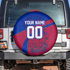 Personalized Haiti Soccer Les Grenadiers Spare Tire Cover Championship Football 2026 Trophy Haitian Flag Map