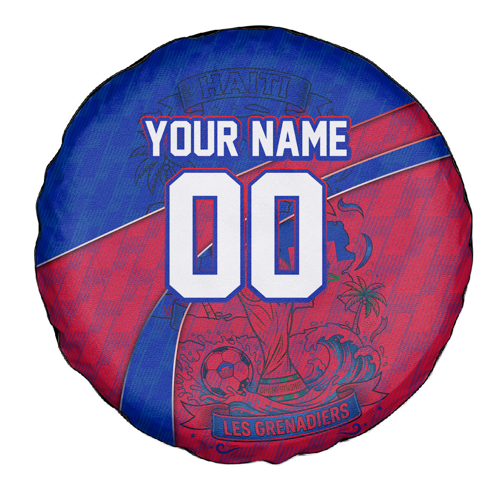 Personalized Haiti Soccer Les Grenadiers Spare Tire Cover Championship Football 2026 Trophy Haitian Flag Map