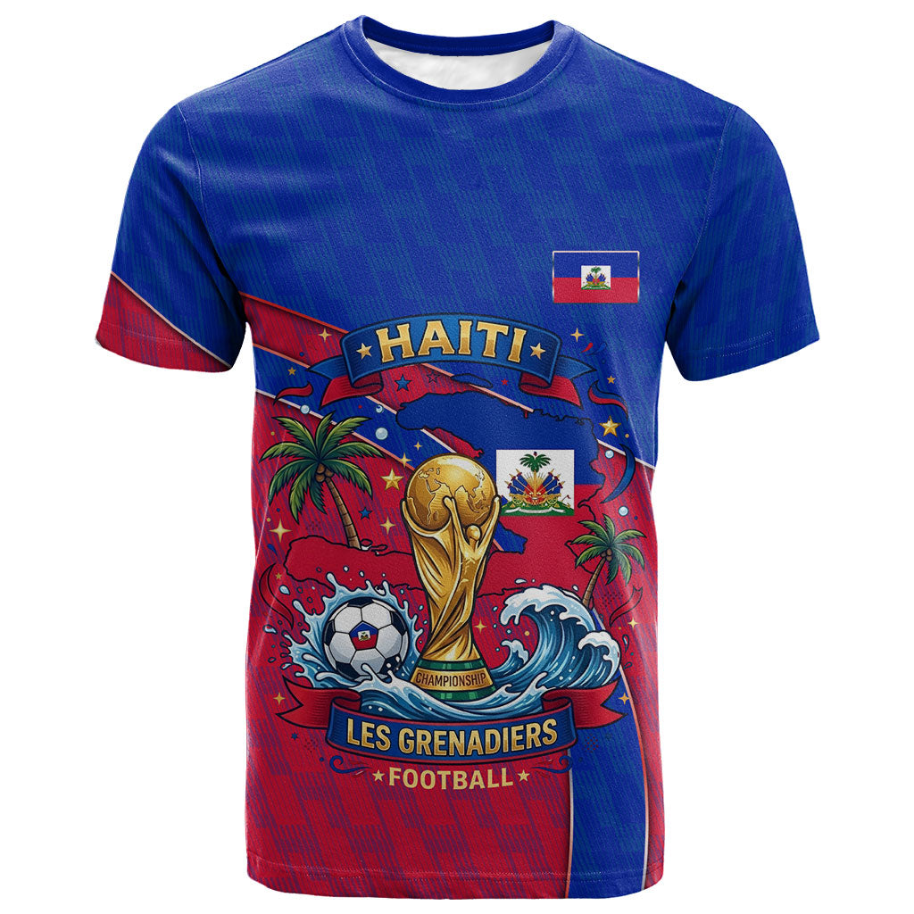 Personalized Haiti Soccer Les Grenadiers T shirt Championship Football 2026 Trophy Haitian Flag Map