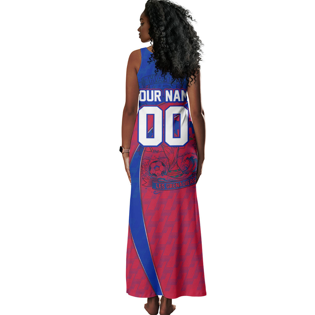 Personalized Haiti Soccer Les Grenadiers Tank Maxi Dress Championship Football 2026 Trophy Haitian Flag Map