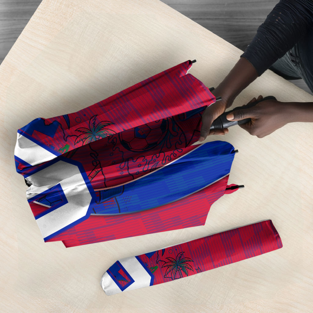 Personalized Haiti Soccer Les Grenadiers Umbrella Championship Football 2026 Trophy Haitian Flag Map