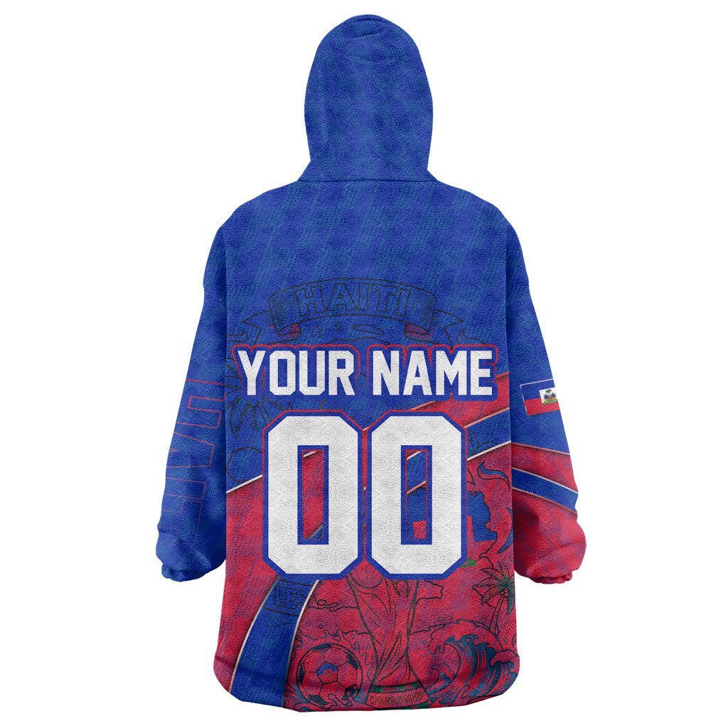 Personalized Haiti Soccer Les Grenadiers Wearable Blanket Hoodie Championship Football 2026 Trophy Haitian Flag Map
