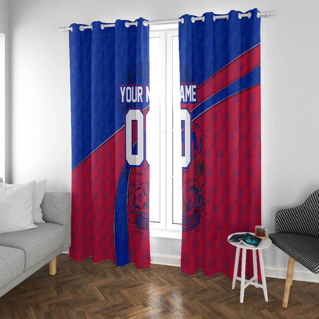 Personalized Haiti Soccer Les Grenadiers Window Curtain Championship Football 2026 Trophy Haitian Flag Map