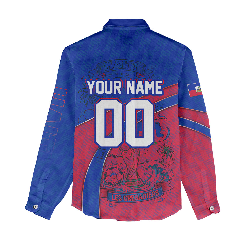 Personalized Haiti Soccer Les Grenadiers Women Casual Shirt Championship Football 2026 Trophy Haitian Flag Map