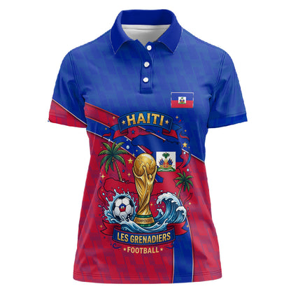 Personalized Haiti Soccer Les Grenadiers Women Polo Shirt Championship Football 2026 Trophy Haitian Flag Map