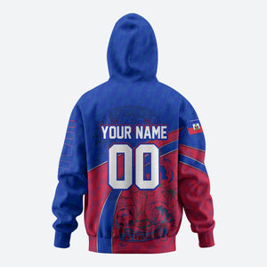 Personalized Haiti Soccer Les Grenadiers Zip Hoodie Championship Football 2026 Trophy Haitian Flag Map