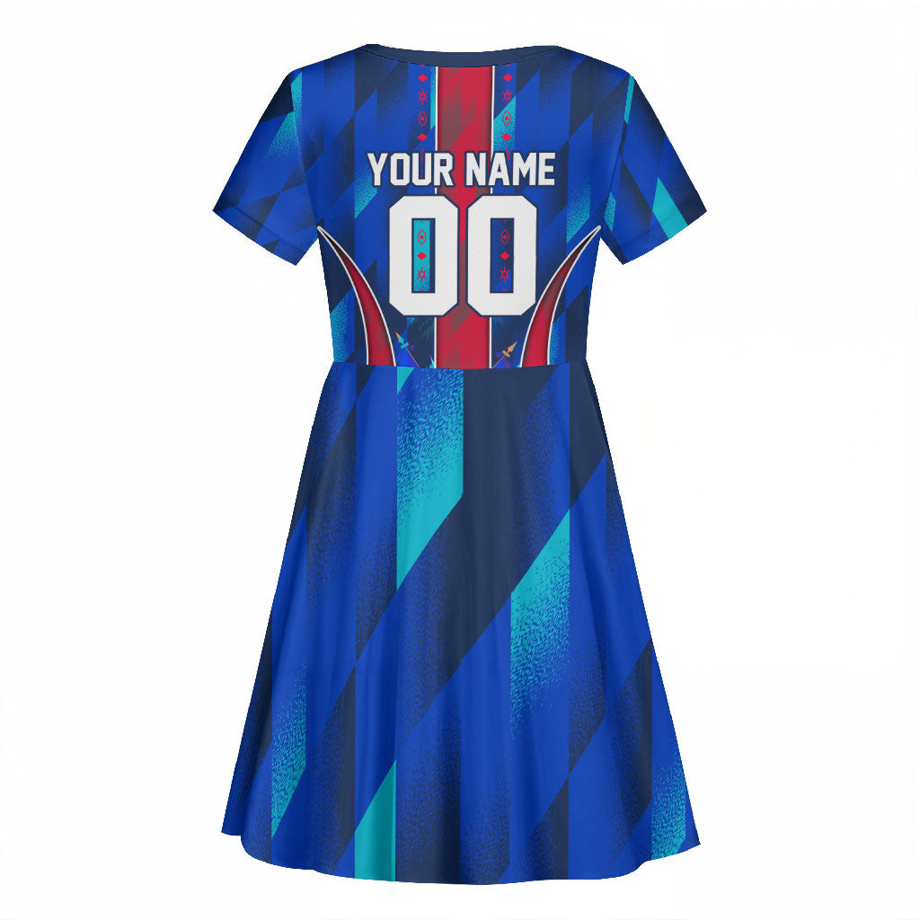 Personalized Les Grenadiers Haiti Football Kid Short Sleeve Dress Eagle Champions Trophy Heritage