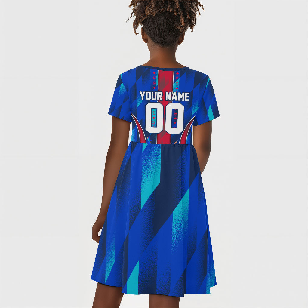 Personalized Les Grenadiers Haiti Football Kid Short Sleeve Dress Eagle Champions Trophy Heritage