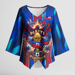 Personalized Les Grenadiers Haiti Football Kimono Sleeve Blouse Eagle Champions Trophy Heritage