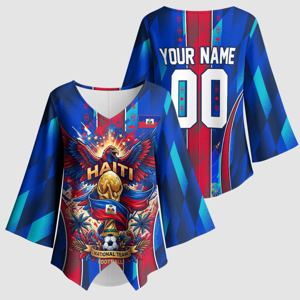Personalized Les Grenadiers Haiti Football Kimono Sleeve Blouse Eagle Champions Trophy Heritage