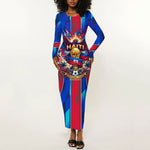 Personalized Les Grenadiers Haiti Football Long Sleeve Bodycon Dress Eagle Champions Trophy Heritage