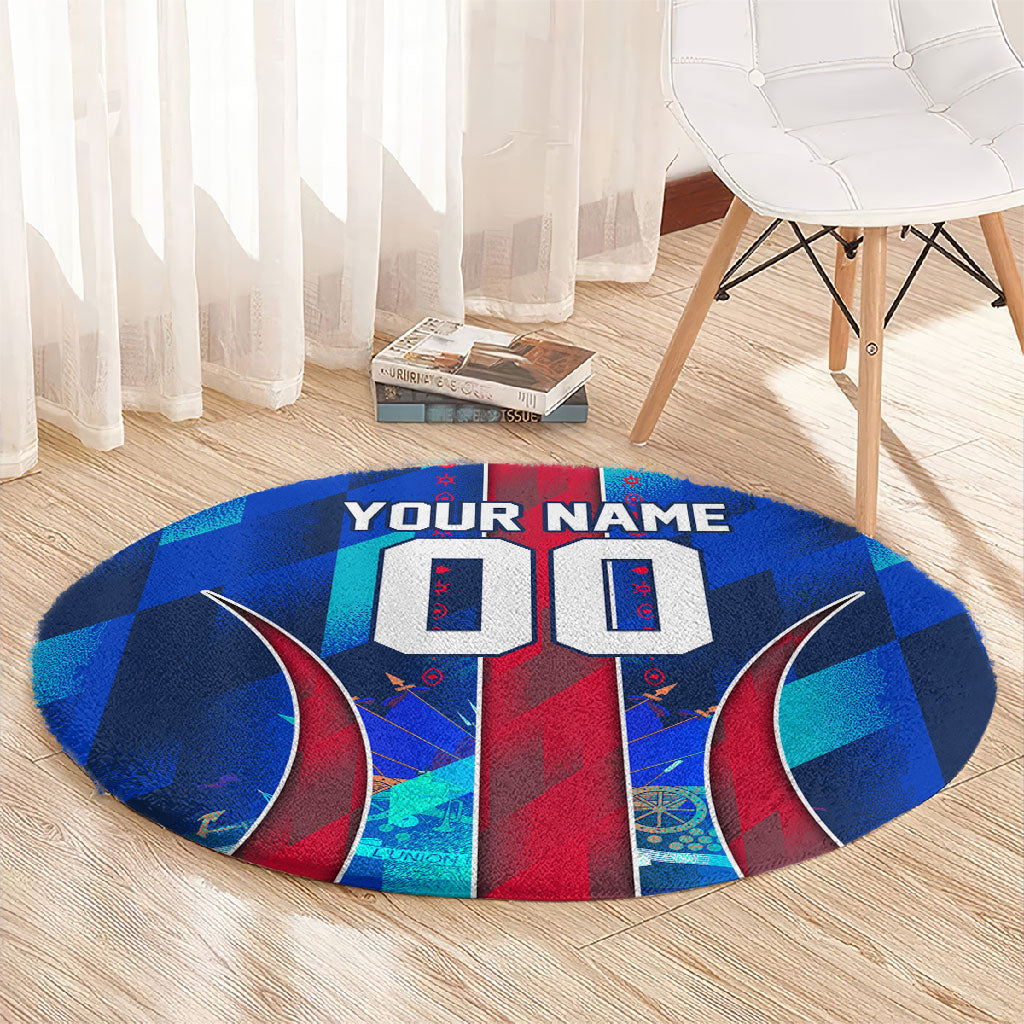 Personalized Les Grenadiers Haiti Football Round Carpet Eagle Champions Trophy Heritage