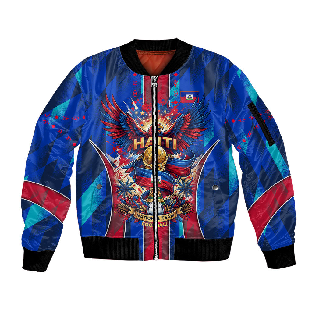 Personalized Les Grenadiers Haiti Football Sleeve Zip Bomber Jacket Eagle Champions Trophy Heritage
