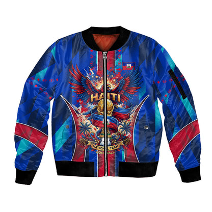Personalized Les Grenadiers Haiti Football Sleeve Zip Bomber Jacket Eagle Champions Trophy Heritage