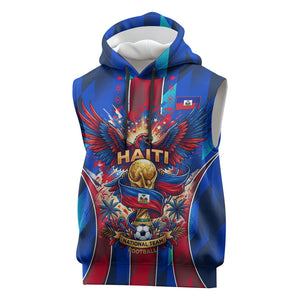 Personalized Les Grenadiers Haiti Football Sleeveless Hoodie Eagle Champions Trophy Heritage