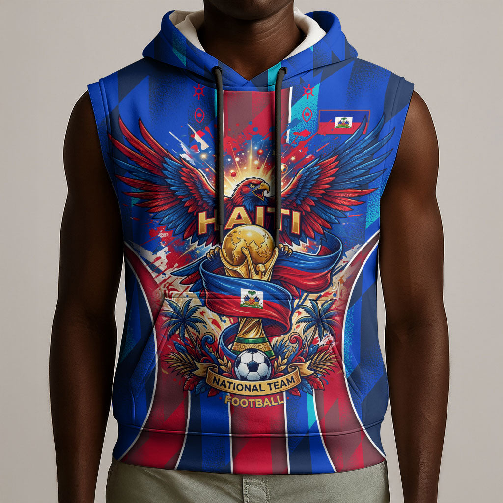Personalized Les Grenadiers Haiti Football Sleeveless Hoodie Eagle Champions Trophy Heritage