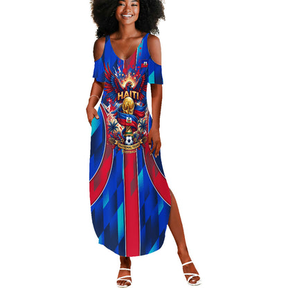 Personalized Les Grenadiers Haiti Football Summer Maxi Dress Eagle Champions Trophy Heritage