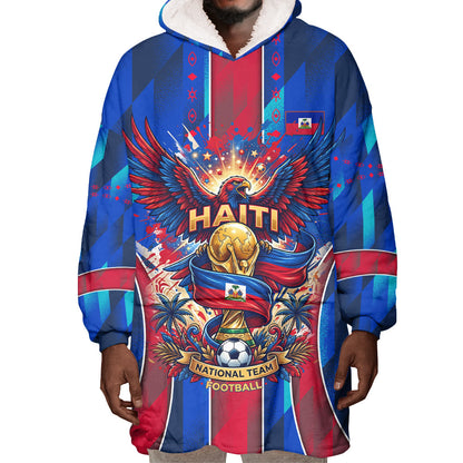 Personalized Les Grenadiers Haiti Football Wearable Blanket Hoodie Eagle Champions Trophy Heritage