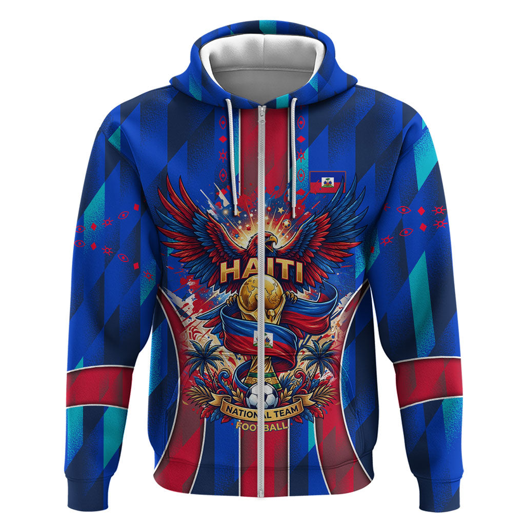 Personalized Les Grenadiers Haiti Football Zip Hoodie Eagle Champions Trophy Heritage