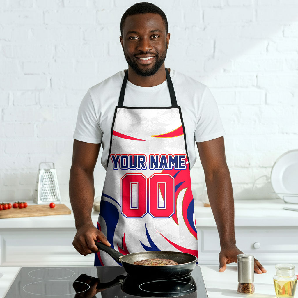 Personalized Haiti Football Champions Apron Roaring Lion Soccer Mascot With Haiti Trophy Flag