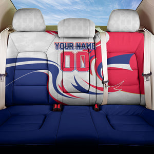 Personalized Haiti Football Champions Back Car Seat Cover Roaring Lion Soccer Mascot With Haiti Trophy Flag