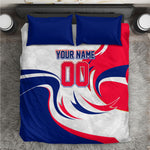 Personalized Haiti Football Champions Bedding Set Roaring Lion Soccer Mascot With Haiti Trophy Flag