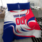 Personalized Haiti Football Champions Bedding Set Roaring Lion Soccer Mascot With Haiti Trophy Flag