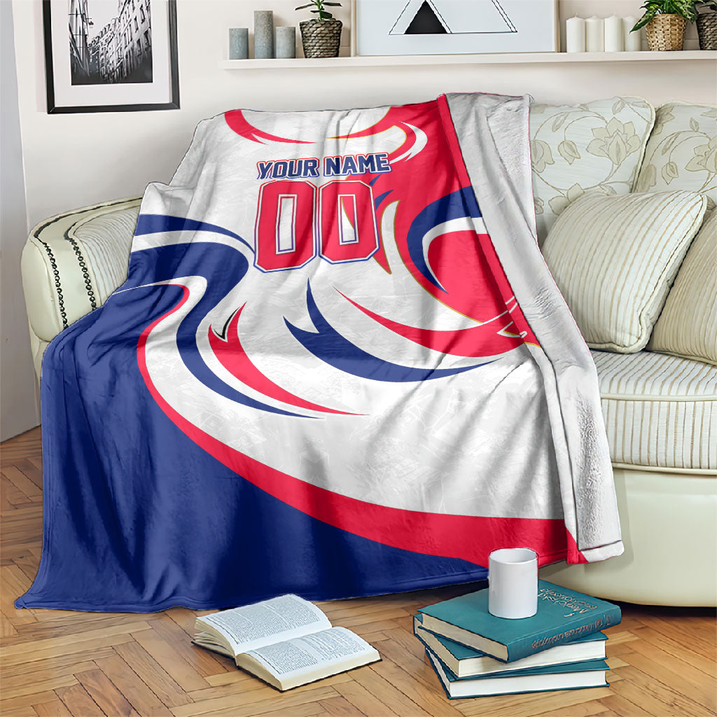 Personalized Haiti Football Champions Blanket Roaring Lion Soccer Mascot With Haiti Trophy Flag