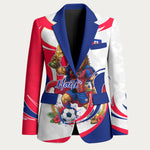 Personalized Haiti Football Champions Blazer Roaring Lion Soccer Mascot With Haiti Trophy Flag