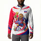 Personalized Haiti Football Champions Button Sweatshirt Roaring Lion Soccer Mascot With Haiti Trophy Flag