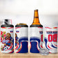 Personalized Haiti Football Champions 4 in 1 Can Cooler Tumbler Roaring Lion Soccer Mascot With Haiti Trophy Flag