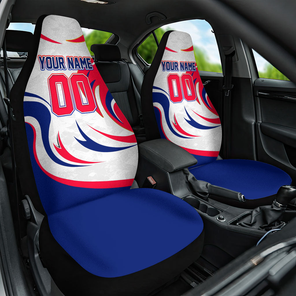 Personalized Haiti Football Champions Car Seat Cover Roaring Lion Soccer Mascot With Haiti Trophy Flag