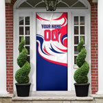 Personalized Haiti Football Champions Door Cover Roaring Lion Soccer Mascot With Haiti Trophy Flag