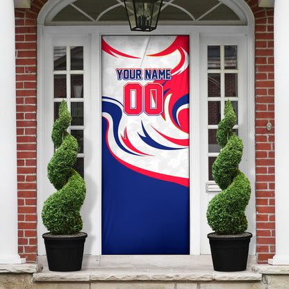 Personalized Haiti Football Champions Door Cover Roaring Lion Soccer Mascot With Haiti Trophy Flag