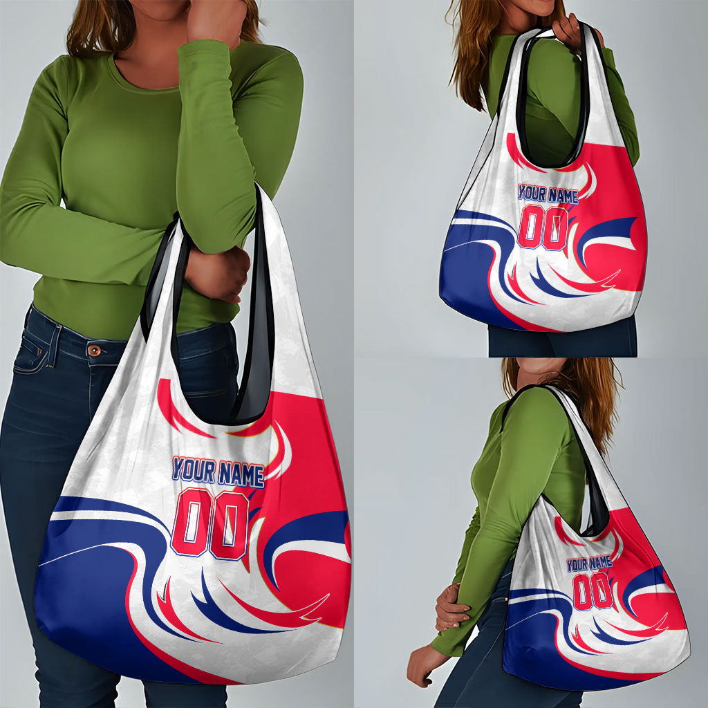 Personalized Haiti Football Champions Grocery Bag Roaring Lion Soccer Mascot With Haiti Trophy Flag