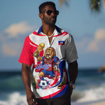 Personalized Haiti Football Champions Hawaiian Shirt Roaring Lion Soccer Mascot With Haiti Trophy Flag