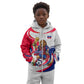 Personalized Haiti Football Champions Kid Hoodie Roaring Lion Soccer Mascot With Haiti Trophy Flag