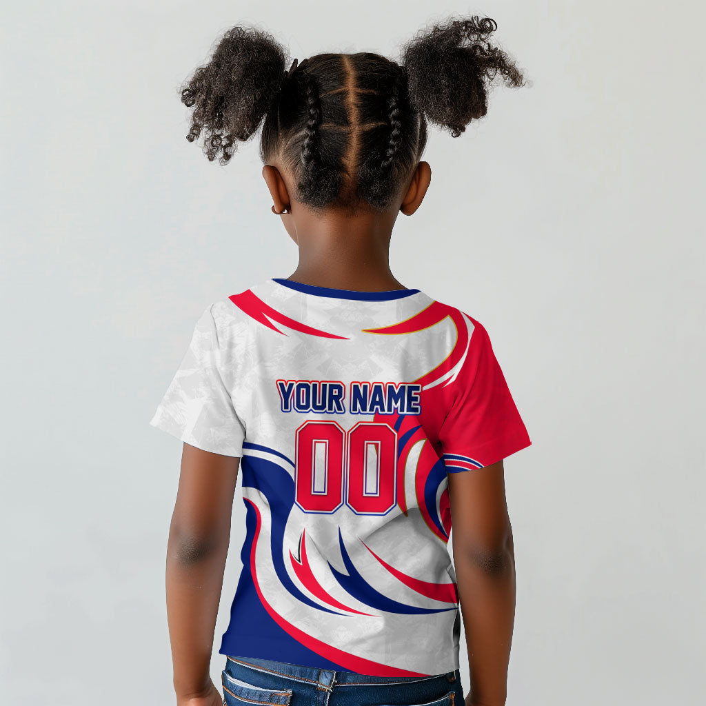 Personalized Haiti Football Champions Kid T shirt Roaring Lion Soccer Mascot With Haiti Trophy Flag