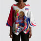 Personalized Haiti Football Champions Kimono Sleeve Blouse Roaring Lion Soccer Mascot With Haiti Trophy Flag