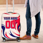 Personalized Haiti Football Champions Luggage Cover Roaring Lion Soccer Mascot With Haiti Trophy Flag